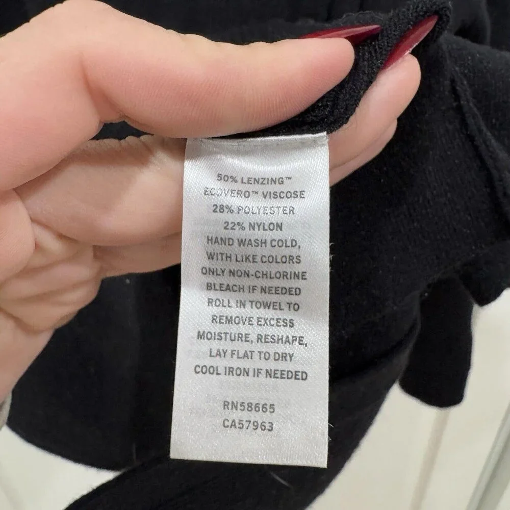 Halogen Women's Medium M Asymmetric Button‎ Mock Neck Stitch Mix Sweater Black